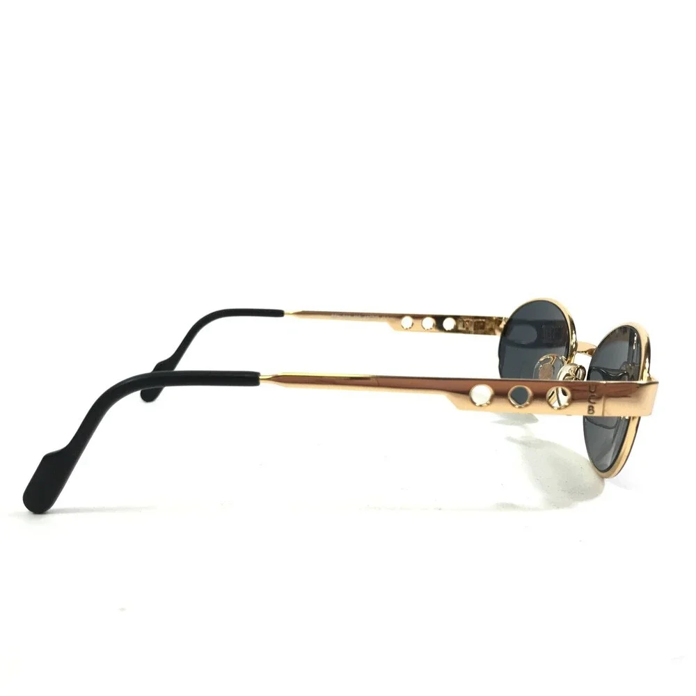 United Colors of Benetton Sunglasses BEN 203 190 Black Gold Round w/ Blue Lenses